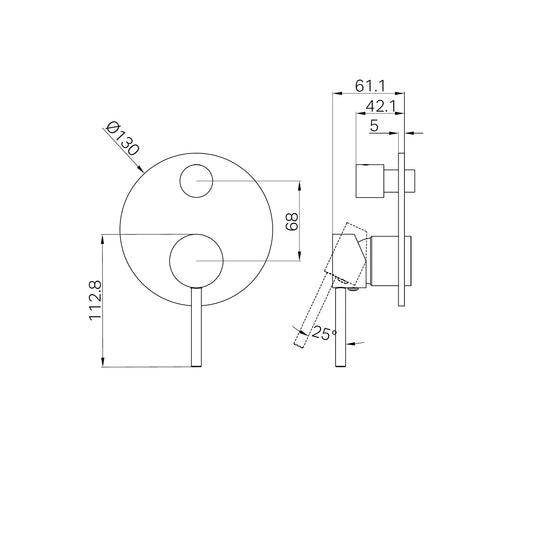 Dolce Shower Mixer With Diverter Trim Kits Only Brushed Nickel