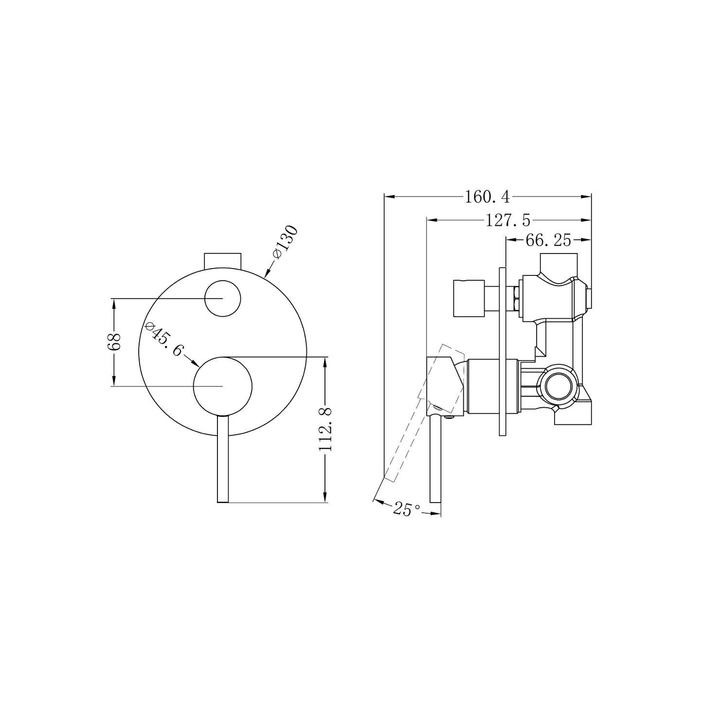 Dolce Shower Mixer With Diverter Brushed Nickel