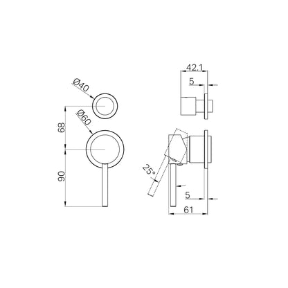 Dolce Shower Mixer With Diverter Separate Back Plate Trim Kits Only Matte Black