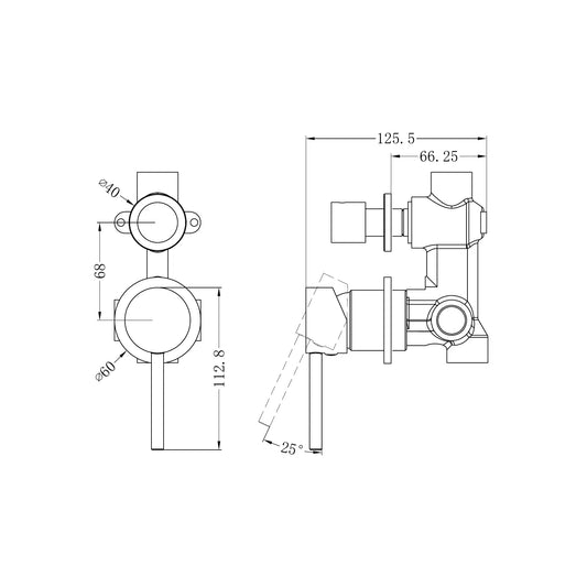 Nero Dolce Shower Mixer With Diverter Separate Back Plate Brushed Gold