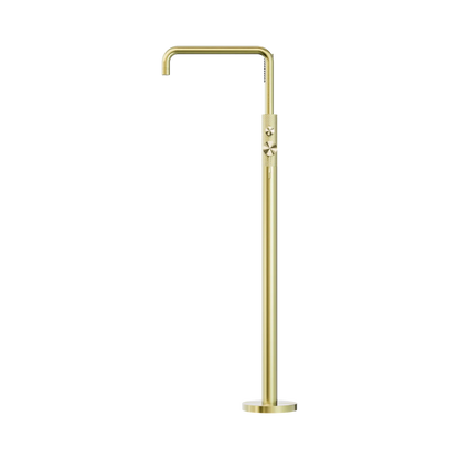 Opal Freestanding Bath Mixer With Hand Shower Brushed Gold