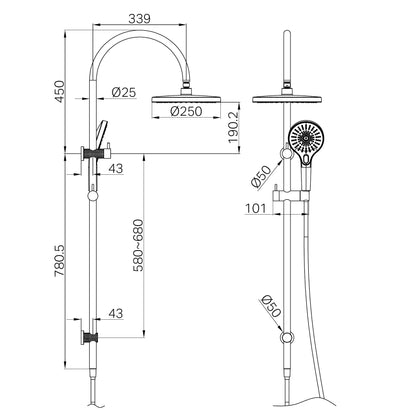Opal Twin Shower Graphite