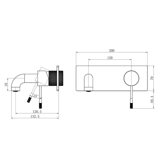 Opal Wall Basin/Bath Mixer 120mm Graphite