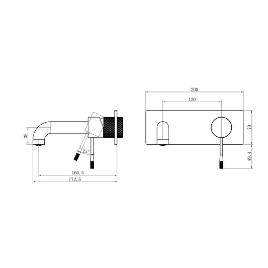 Opal Wall Basin/Bath Mixer 160mm Graphite