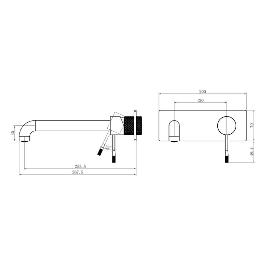 Opal Wall Basin/Bath Mixer 260mm Graphite