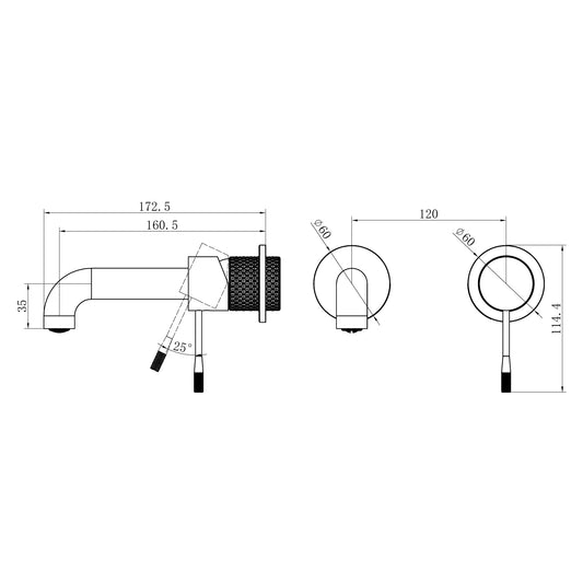 Opal Wall Basin/Bath Mixer Separate Back Plate 160mm Brushed Bronze