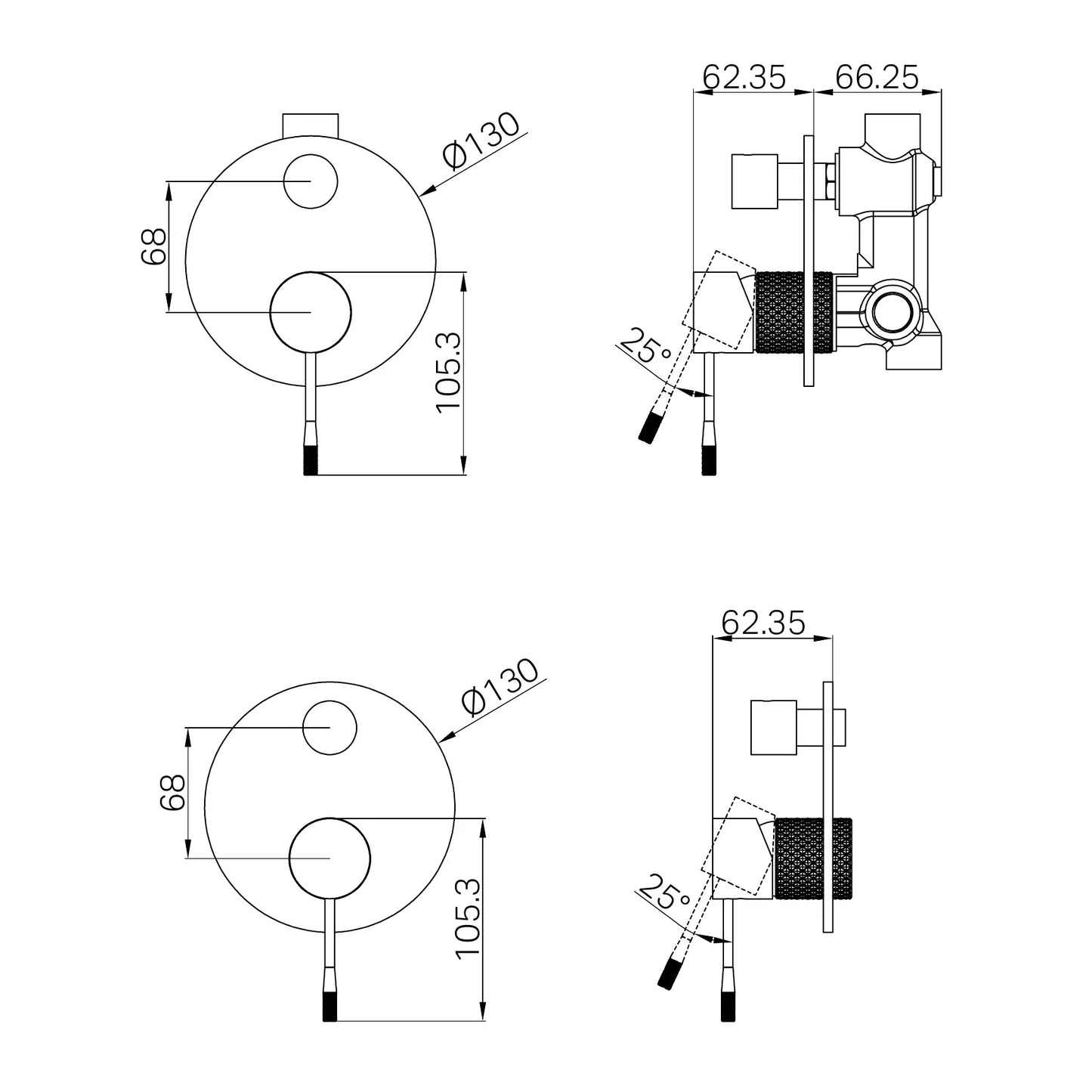 Opal Shower Mixer With Diverter Graphite