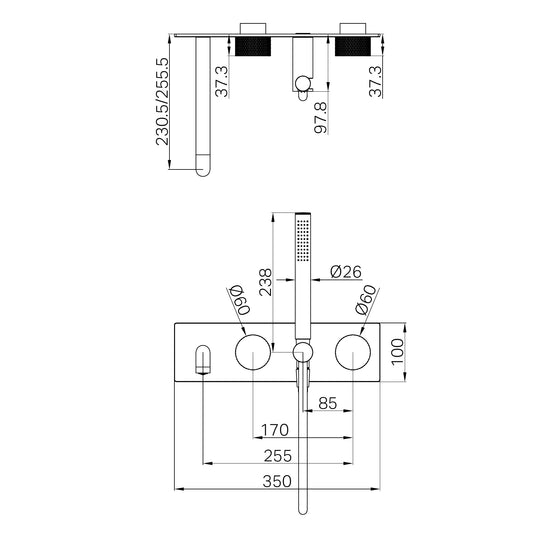 Opal Progressive Shower System With Spout 230mm Trim Kits Only Brushed Bronze