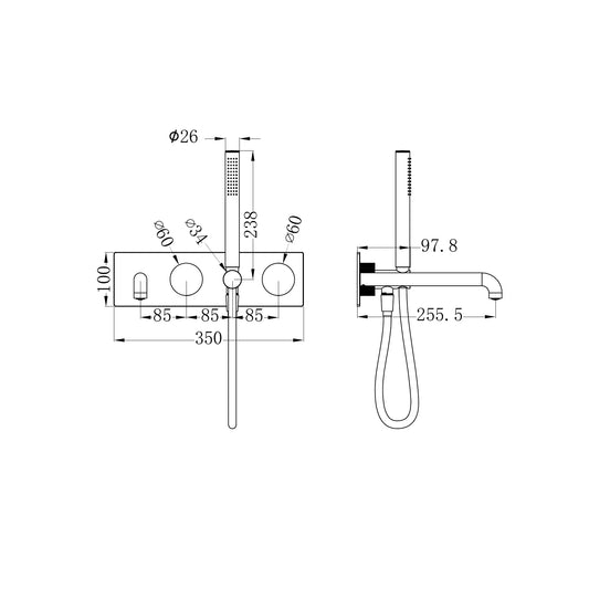 Opal Progressive Shower System With Spout 250mm Trim Kits Only Brushed Bronze