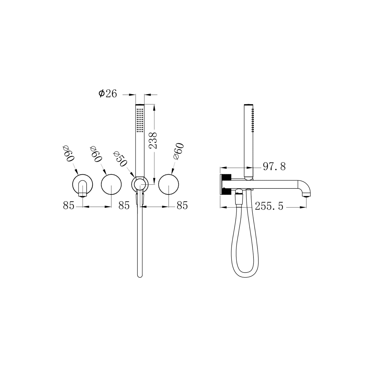 Opal Progressive Shower System Separate Plate With Spout 250mm Trim Kits Only Brushed Bronze