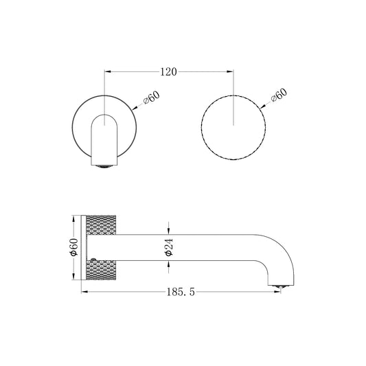 Opal Progressive Wall Basin/Bath Set 185mm Graphite