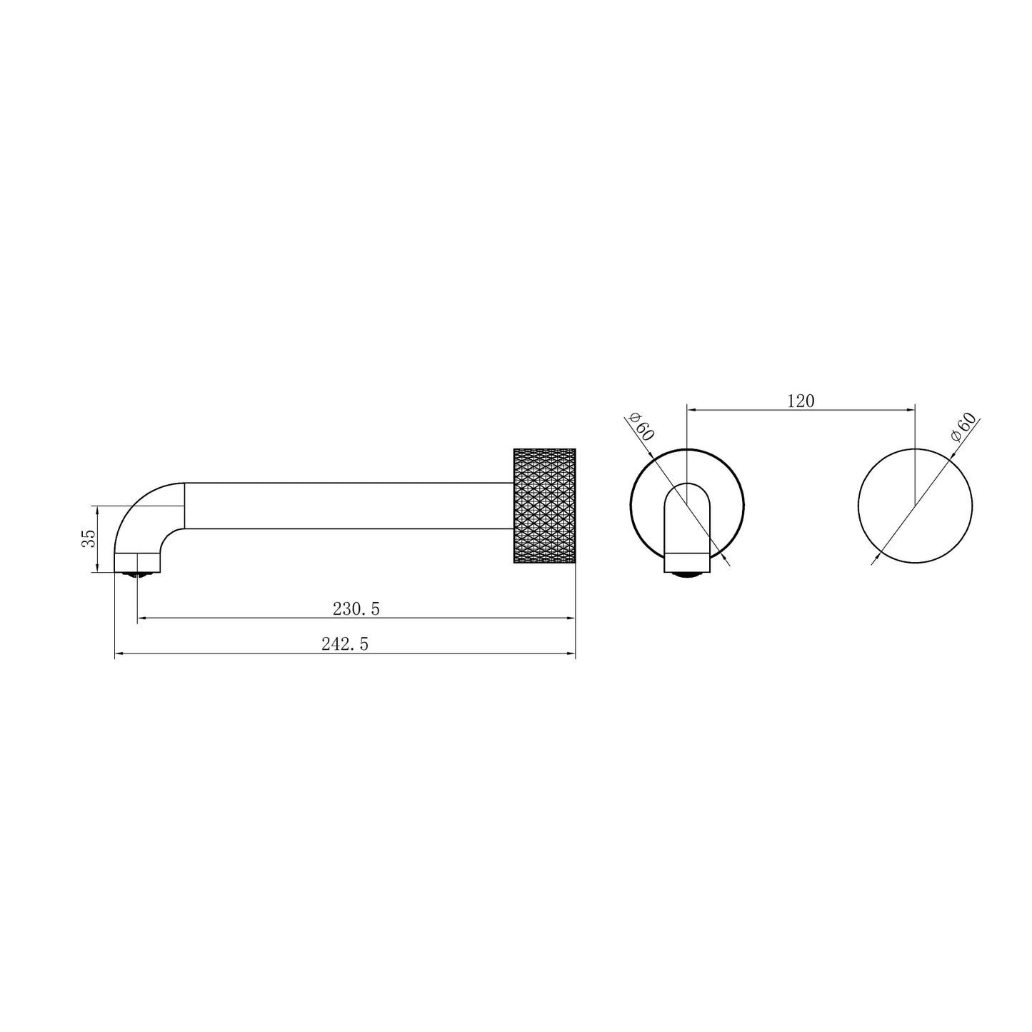 Opal Progressive Wall Basin/Bath Set 230mm Trim Kits Only Graphite