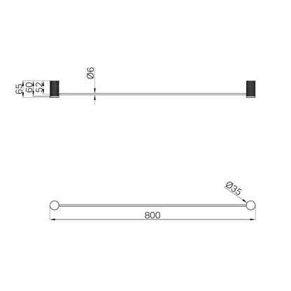Opal Single Towel Rail 800mm Graphite