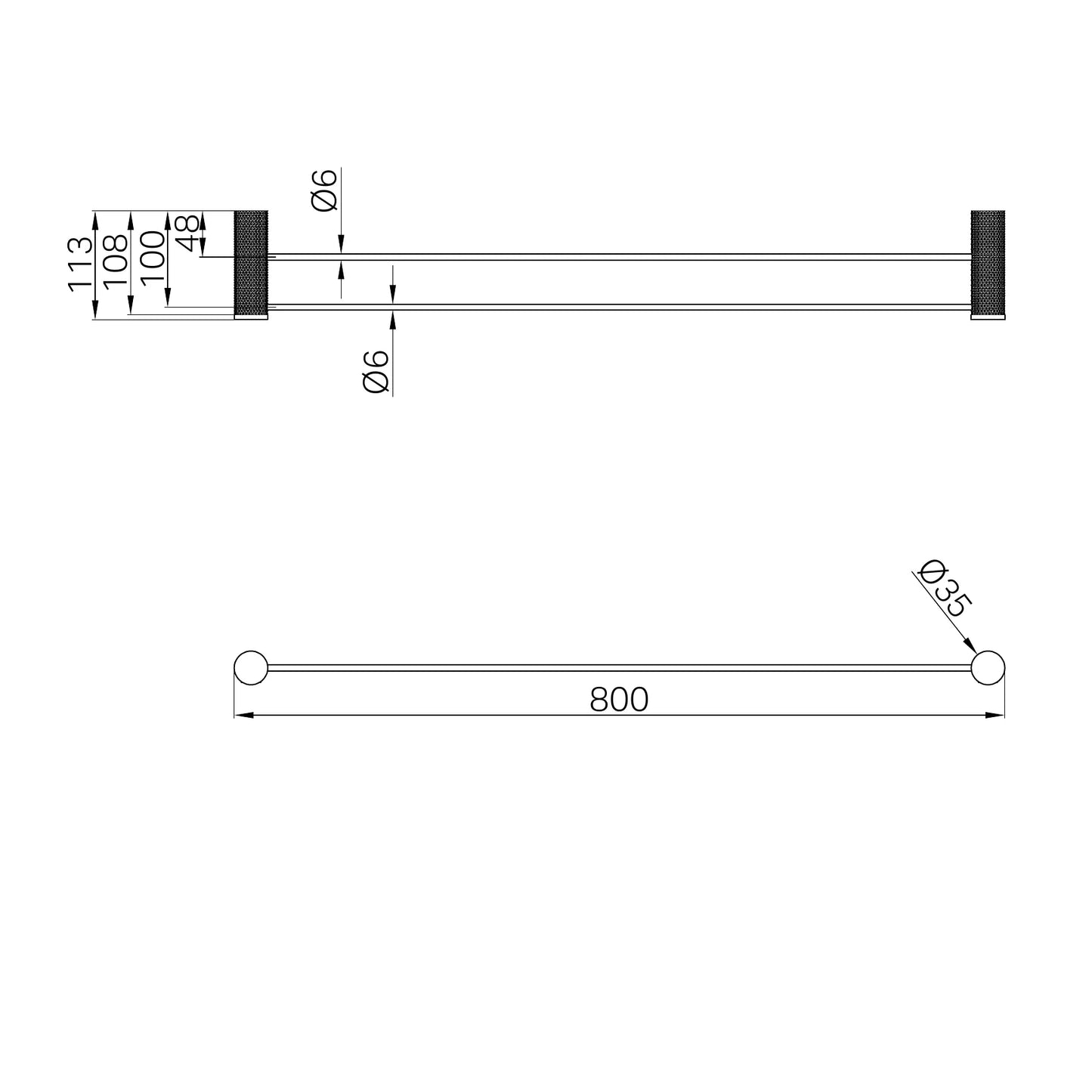 Opal Double Towel Rail 800mm Brushed Nickel