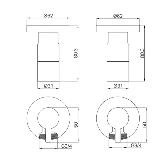 Washing Machine Tap Set Chrome