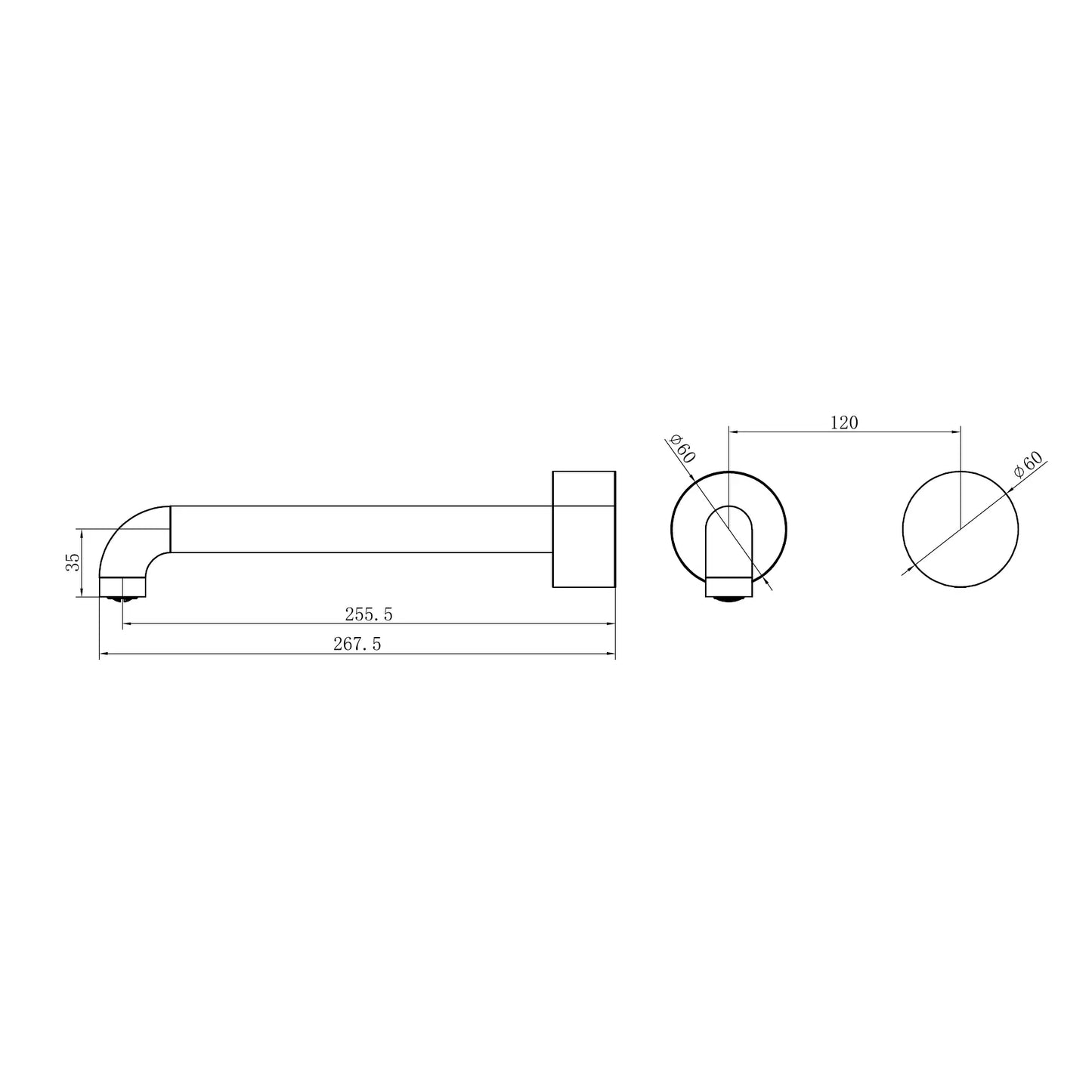 Kara Progressive Wall Basin/Bath Set 260mm Chrome