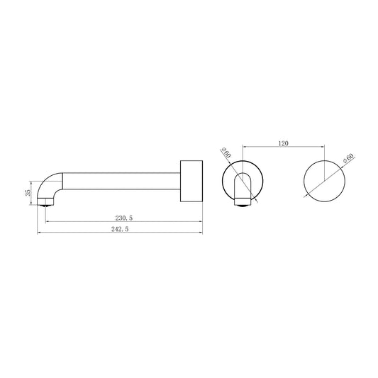 Kara Progressive Wall Basin/Bath Set 230mm Trim Kits Only Brushed Nickel