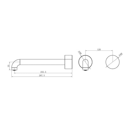 Kara Progressive Wall Basin/Bath Set 260mm Trim Kits Only Chrome