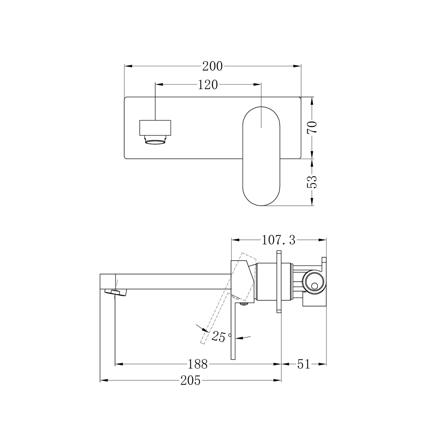 Ecco Wall Basin Mixer Matte Black