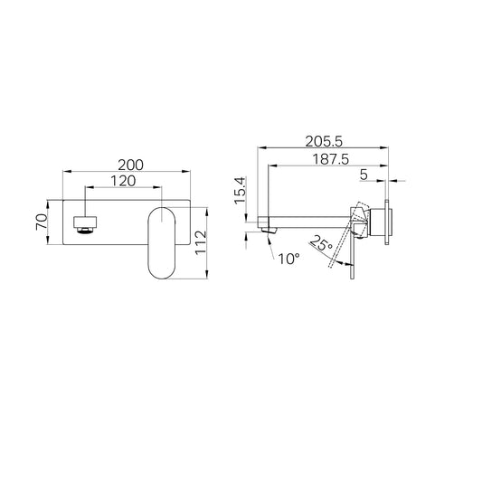 Ecco Wall Basin/Bath Mixer Trim Kits Only Chrome