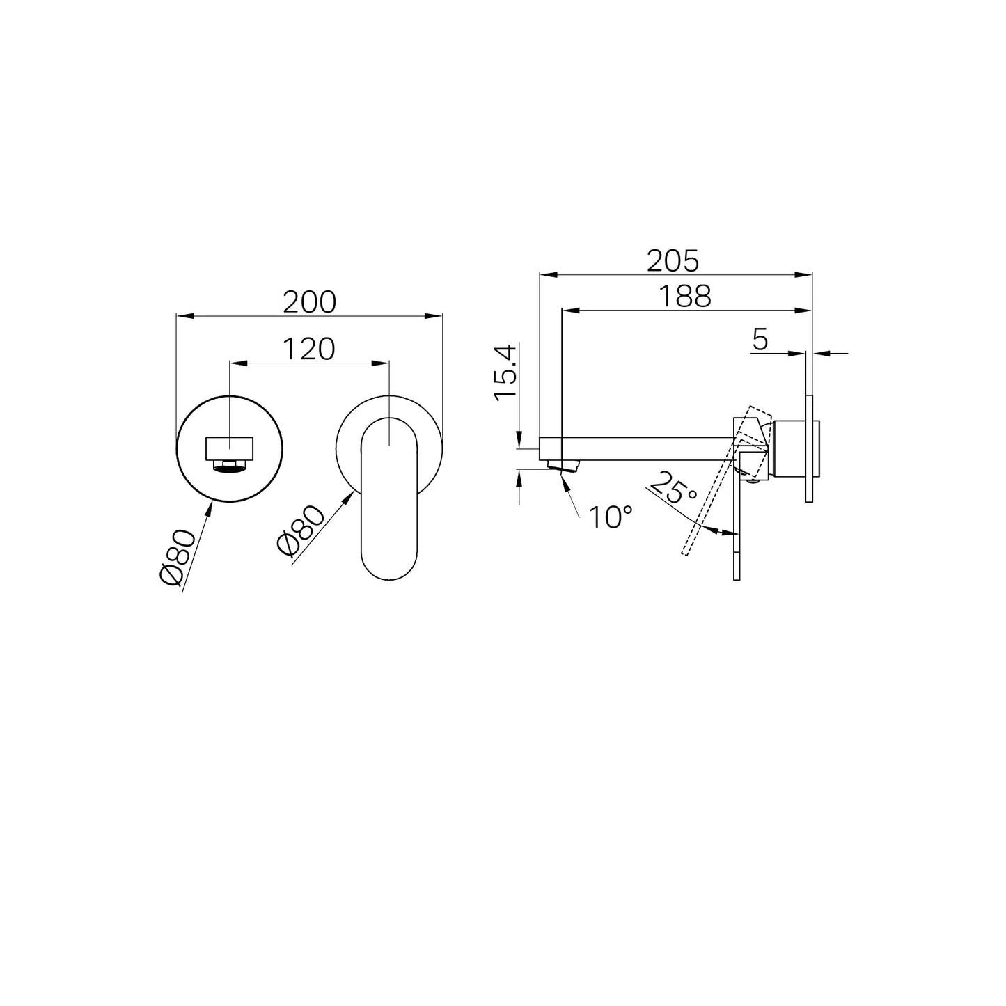 Ecco Wall Basin/Bath Mixer Separate Back Plate Trim Kits Only Chrome
