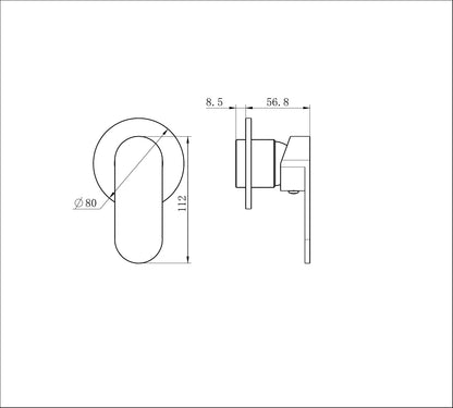 Ecco Shower Mixer 80mm Round Plate Matte Black