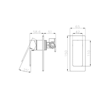 Celia Shower Mixer Rectangular Backplate Matte Black