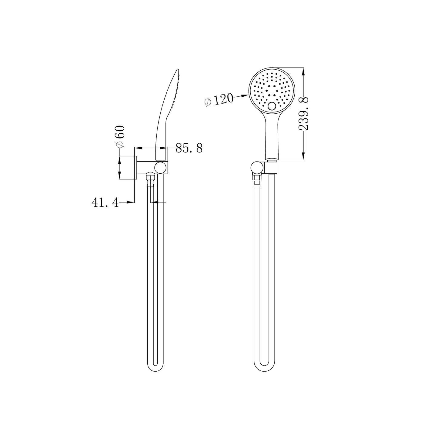 Rain 3 Function Shower On Bracket Matte Black