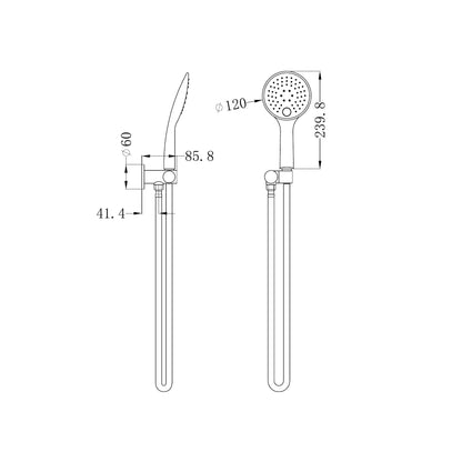 Rain 3 Function Shower On Bracket Matte Black
