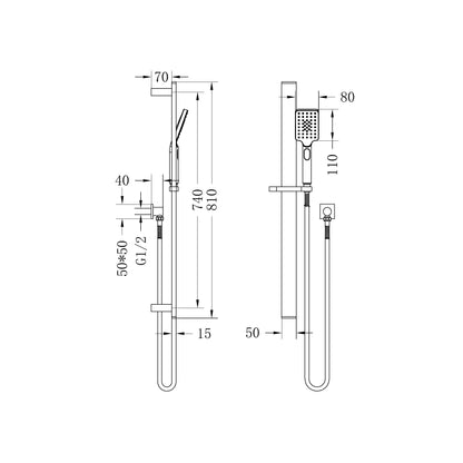 Celia New Shower Rail Gun Metal