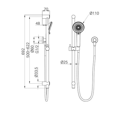 Round Metal Project Rail Shower Brushed Nickel