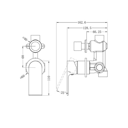 Bianca Shower Mixer With Diverter Separate Plate Chrome
