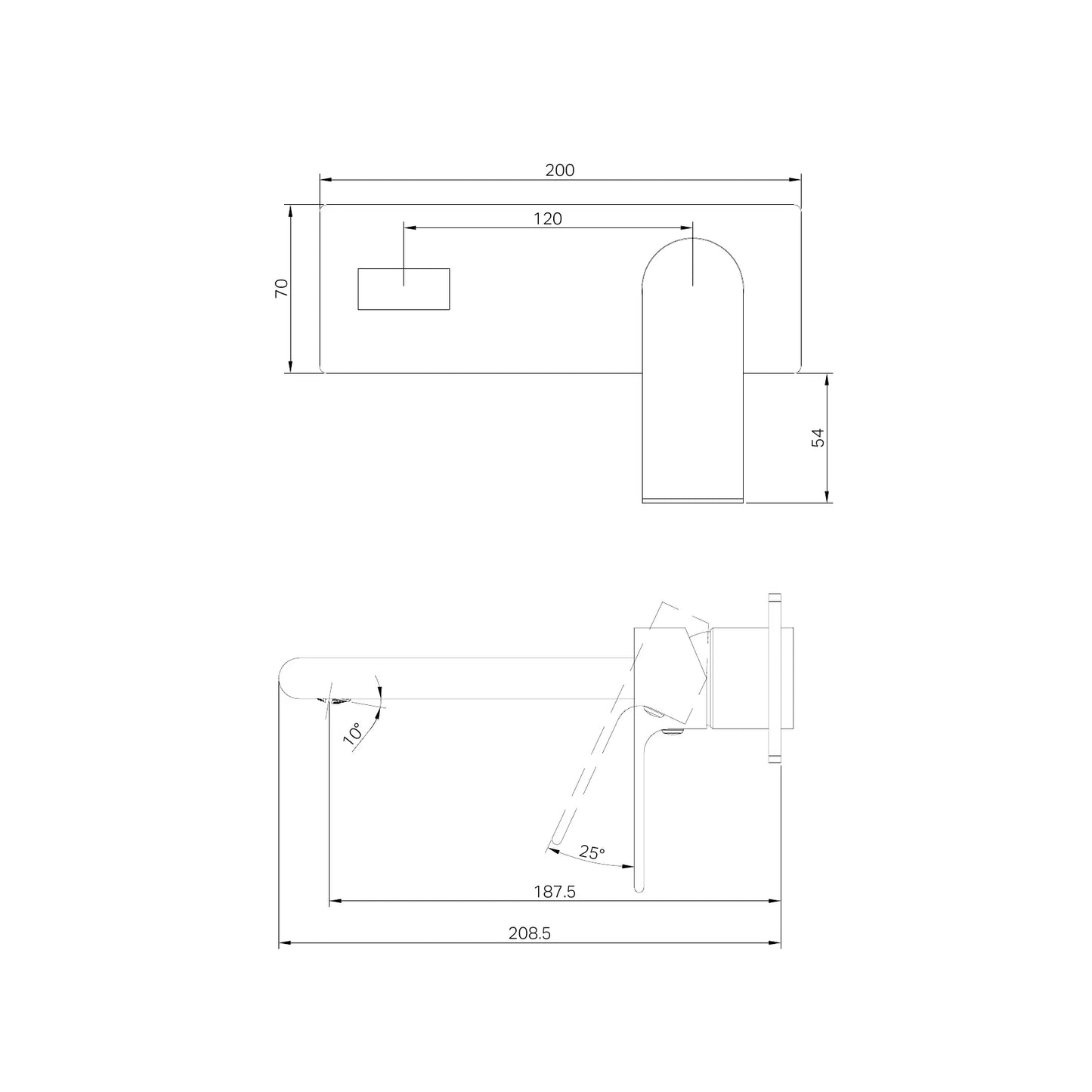 Bianca Wall Basin/Bath Mixer 187mm Trim Kits Only Brushed Bronze
