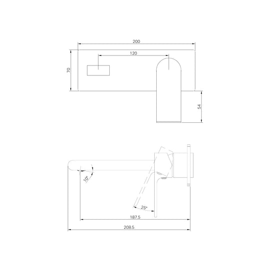 Bianca Wall Basin/Bath Mixer 187mm Trim Kits Only Matte Black