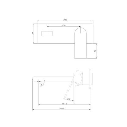 Bianca Wall Basin/Bath Mixer 187mm Trim Kits Only Gun Metal