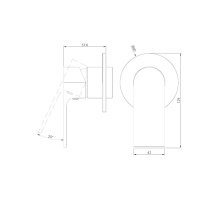 Bianca Shower Mixer 80mm Plate Trim Kits Only Matte Black