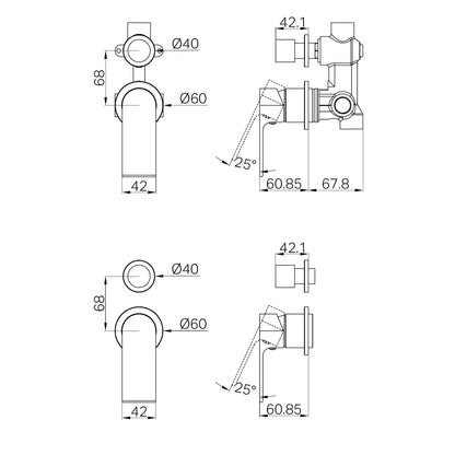 Bianca Shower Mixer With Diverter Separate Back Plate Brushed Nickel