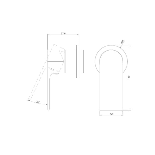 Bianca Shower Mixer 60mm Plate Trim Kits Only Matte Black