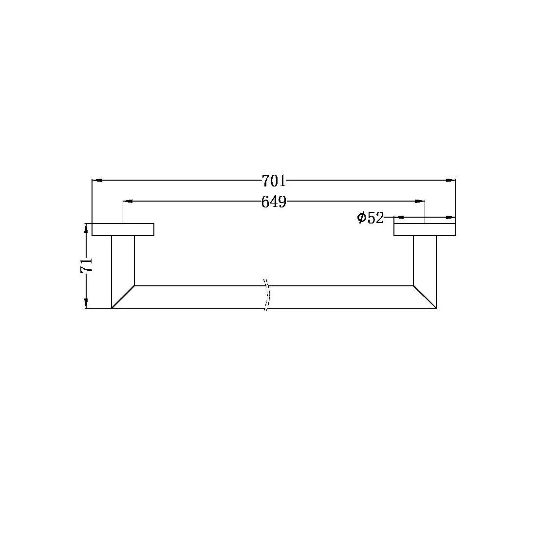 Dolce Single Towel Rail 700mm Brushed Nickel
