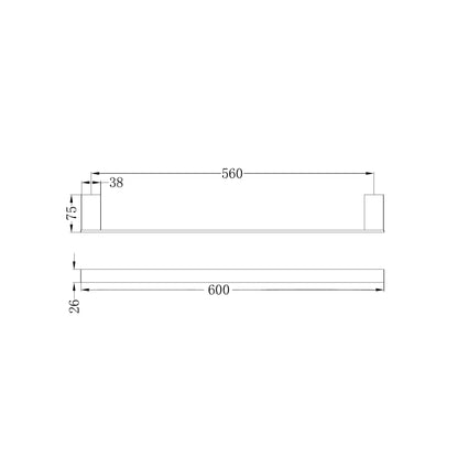 Celia Single Towel Rail 600mm Chrome