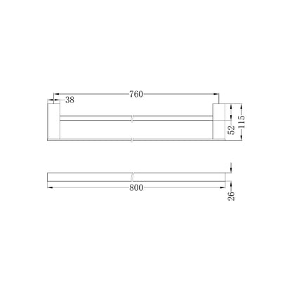 Celia Double Towel Rail 800mm Matte Black