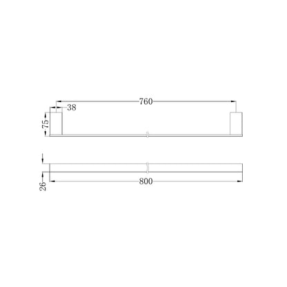 Celia Single Towel Rail 800mm Matte Black