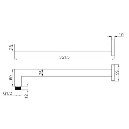 Nero Square Wall Shower Arm Chrome