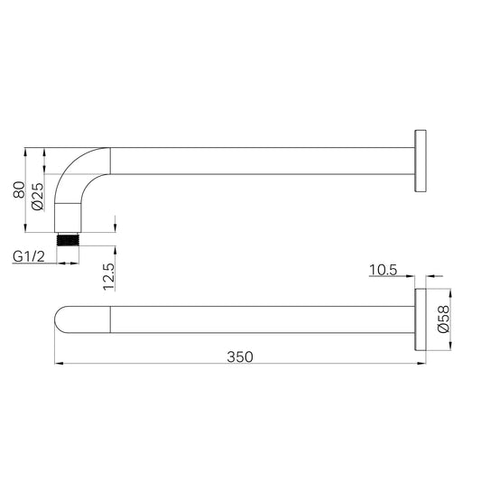 Nero Round Wall Shower Arm 330mm Length Matte White