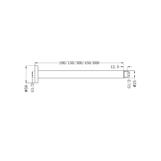 Round Ceiling Arm 150mm Length Brushed Bronze