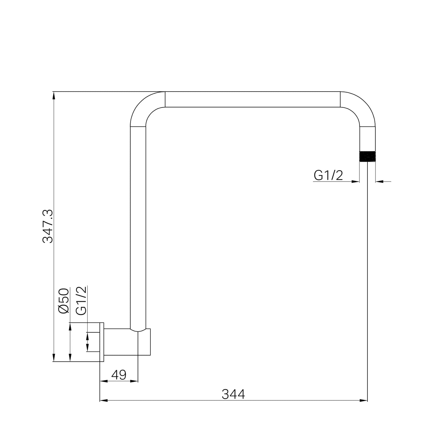 Nero Round Swivel Wall Shower Arm Brushed Nickel