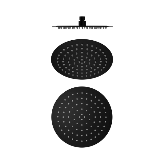 250mm Round Stainless Steel Shower Head 4 Star Rating Matte Black