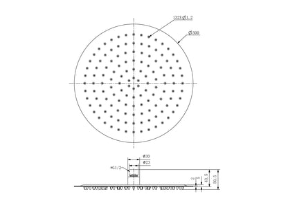 Zen SS316L 300mm Round Shower Head Graphite