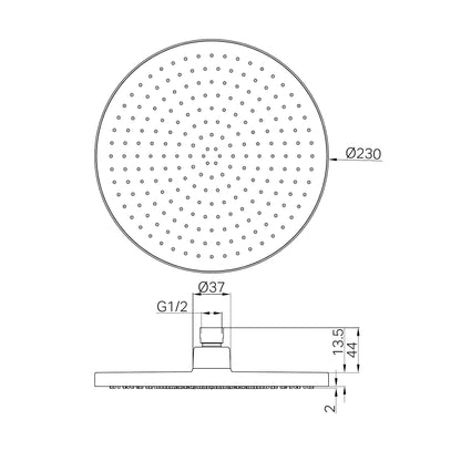 230mm Air Shower Head Chrome