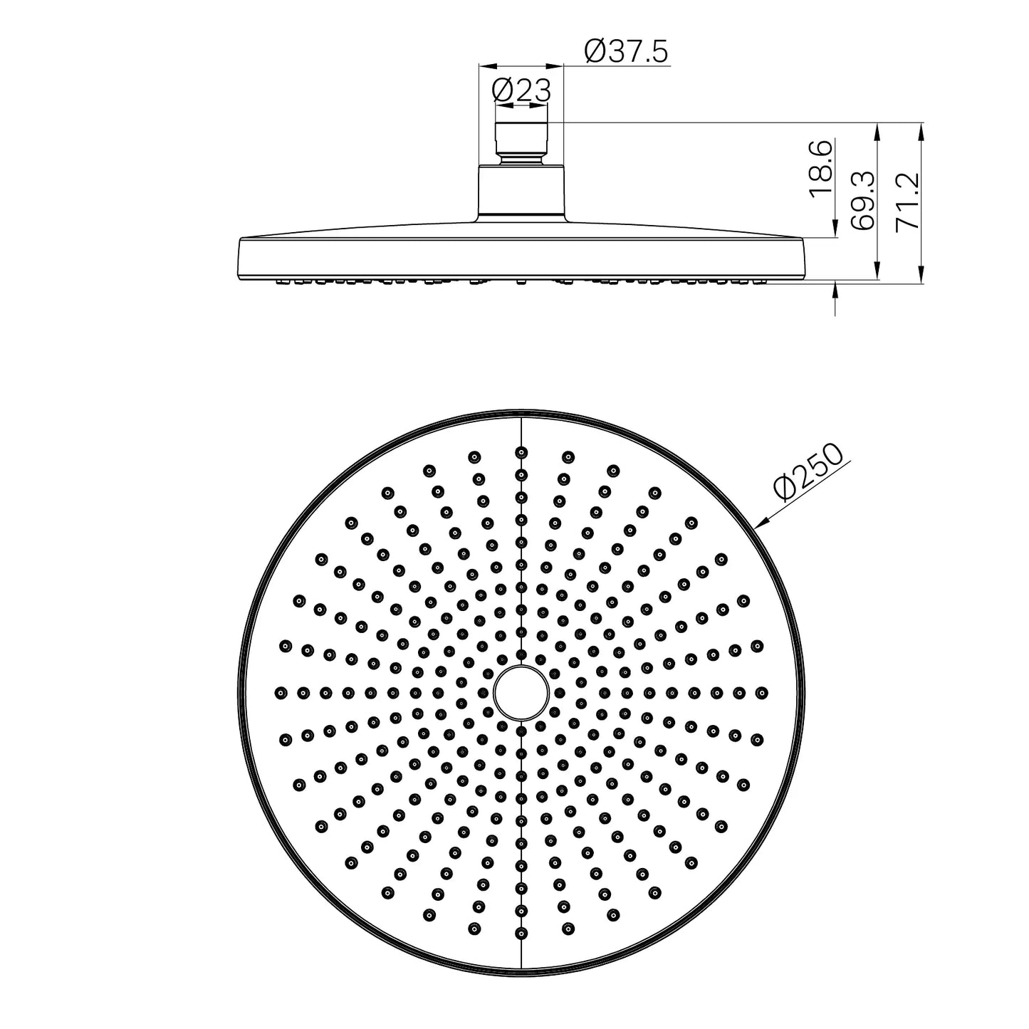 Opal 250mm Shower Head Gun Metal